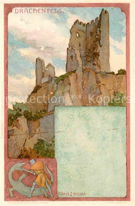 Drachenfels Burgruine Kuenstlerkarte Franz Mein