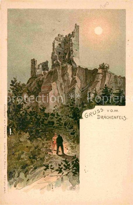 Drachenfels Burgruine Kuenstlerkarte