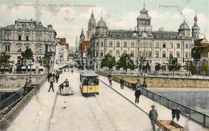 Heilbronn Neckar Neckarbruecke Postgebaeude Strassenbahn