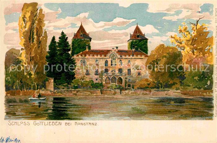 Konstanz Bodensee Schlooss Gottlieben Kuenstlerkarte