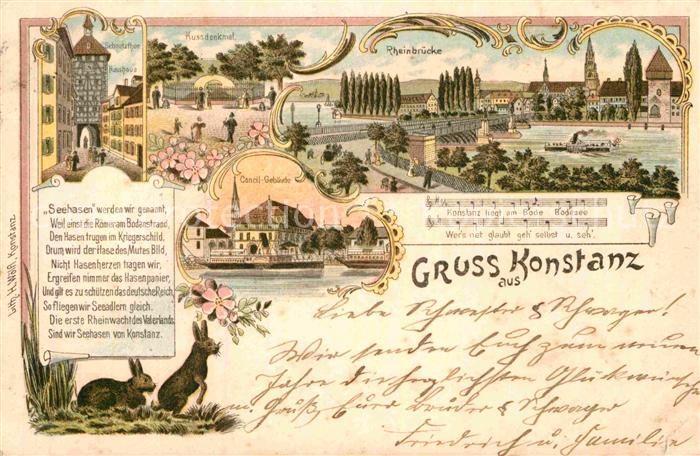 Konstanz Bodensee Rheinbruecke Hussdenkmal Schnetztor