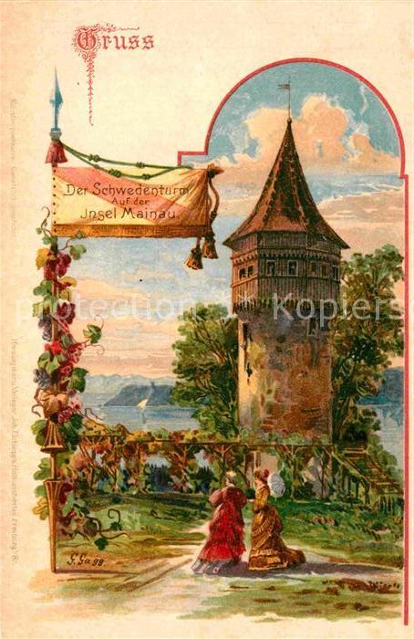 Mainau Schwedenturm Kuenstlerkarte G. Gagg