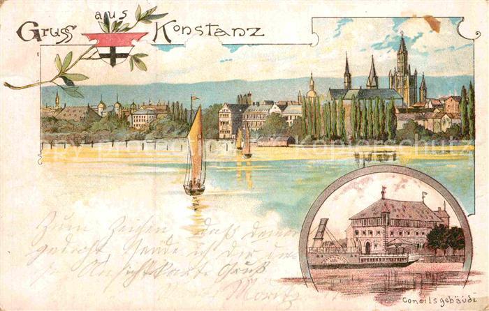 Konstanz Bodensee Consiliumsgebaeude Segelboot