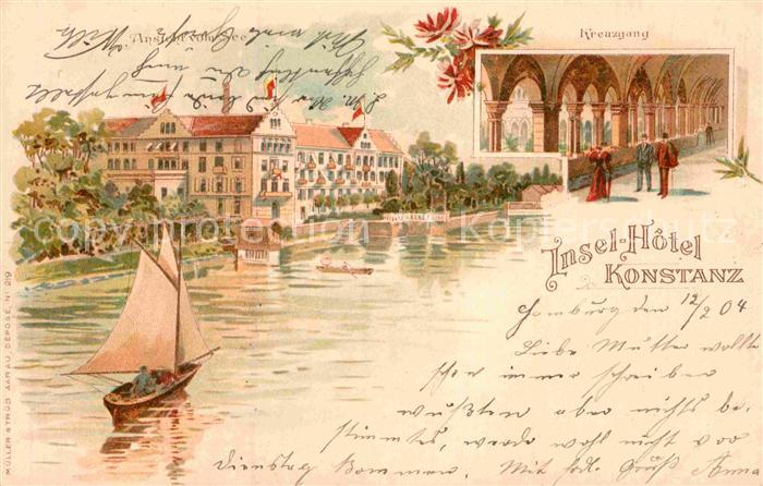 Konstanz Bodensee Insel-Hotel Kreuzgang Segelboot