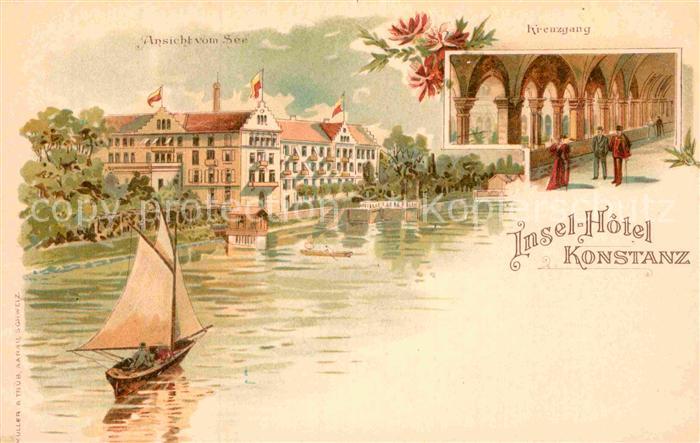 Konstanz Bodensee Segelboot Insel-Hotel Kreuzgang