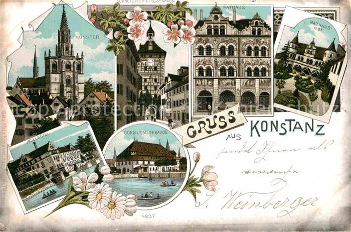 Konstanz Bodensee Consiliums-Gebaeude Rathaushof Rathaus Muenster