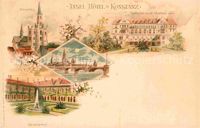 Konstanz Bodensee Inselhotel Muenster Garten Rheinbruecke