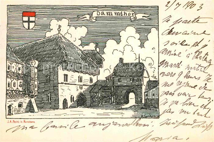 Konstanz Bodensee Dammtor Kuenstlerkarte