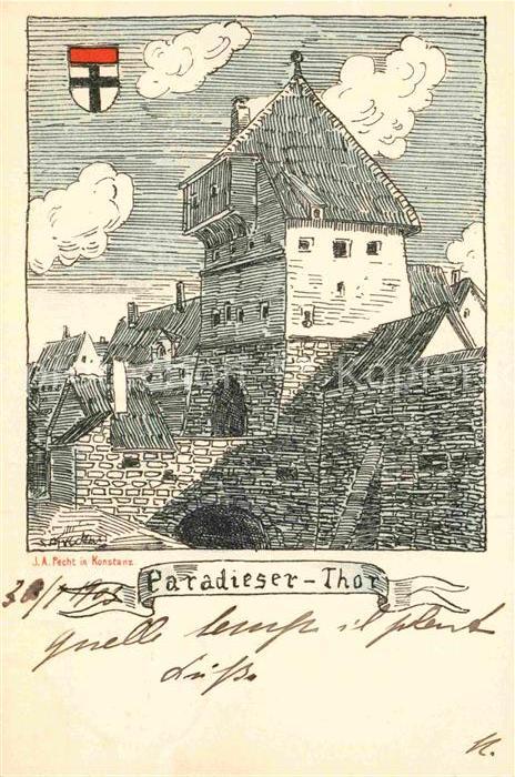 Konstanz Bodensee Paradieser-Tor Kuenstlerkarte