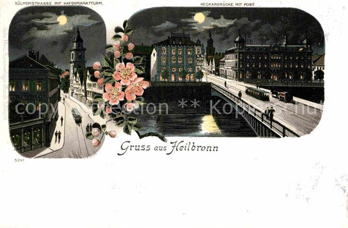 Heilbronn Neckar Suelmerstrasse Hafenmarktturm Neckarbruecke Post