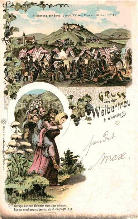 Weinsberg Belagerung der Burg durch Kaiser Conrad III Kuenstlerkarte