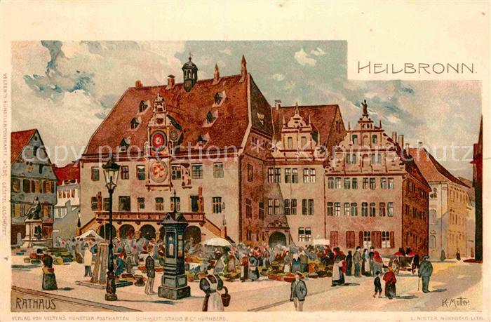 Heilbronn Neckar Rathaus Kuenstlerkarte K. Mutter