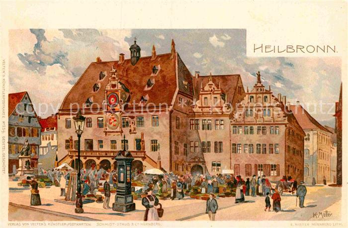 Heilbronn Neckar Rathaus Kuenstlerkarte K. Mutter