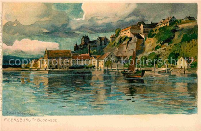 Meersburg Bodensee Kuenstlerkarte M. Zeno Diemer