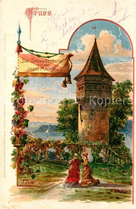 Mainau Schwedenturm Kuenstlerkarte G. Gagg