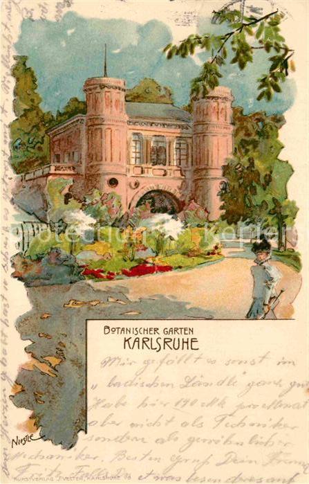 Karlsruhe Baden Botanischer Garten Kuenstlerkarte Niestle