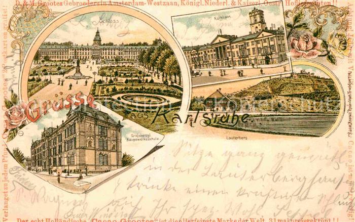 Karlsruhe Baden Rathaus Schloss Grossherzgl. Baugewerkschule