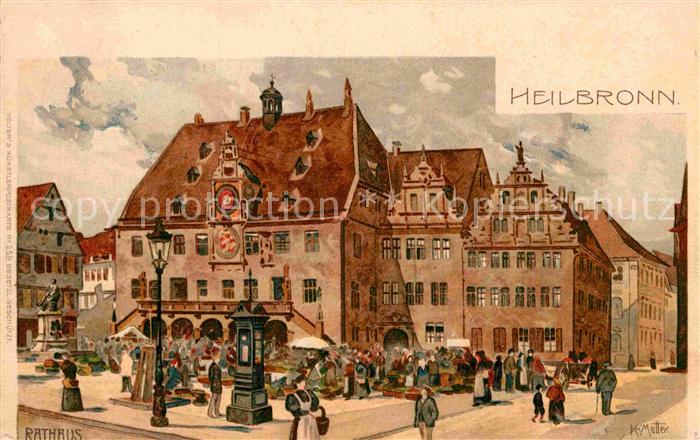 Heilbronn Neckar Rathaus Kuenstlerkarte K. Mutter