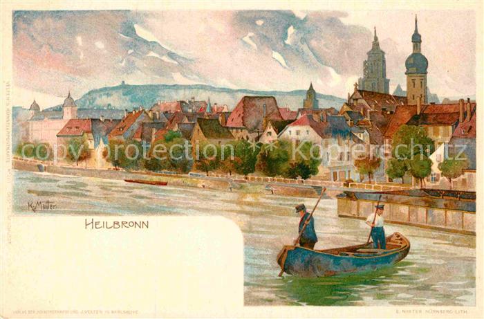 Heilbronn Neckar Boot Kuenstlerkarte K. Mutter