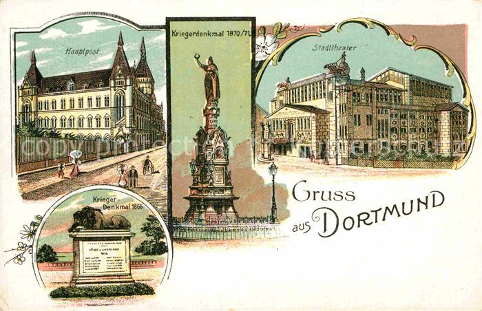 DORTMUND  CITY Kriegerdenkmal Hauptpost Stadttheater