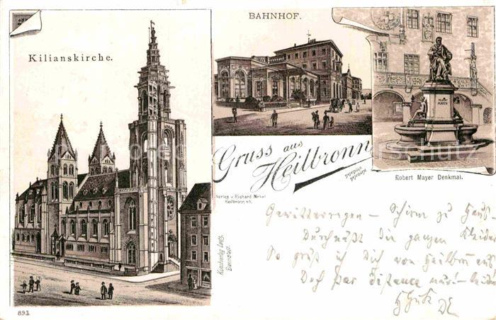 Heilbronn Neckar Bahnhof Kilianskirche Robert Mayer Denkmal