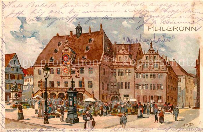 Heilbronn Neckar Rathaus Kuenstlerkarte K. Mutter