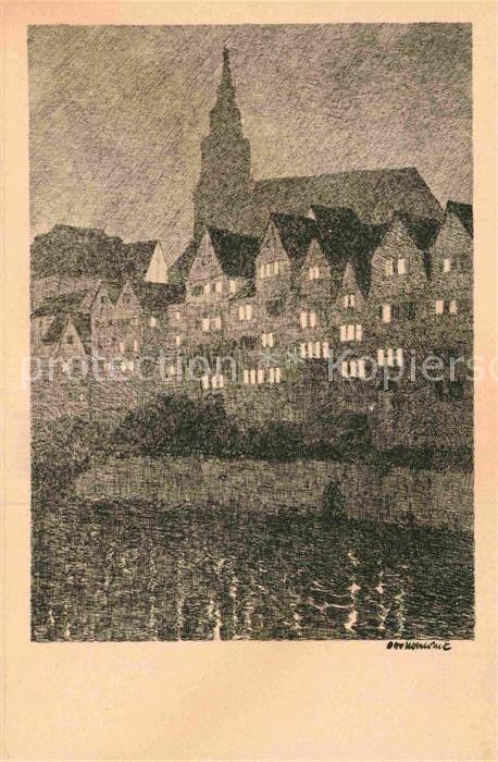 TueBINGEN BW Stiftskirche Federzeichnung von Prof. Ubbelohde