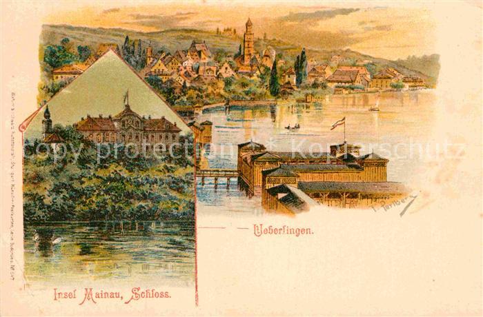 ueberlingen Bodensee Mainau Schloss Kuenstlerkarte