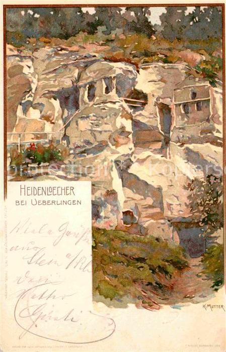 ueberlingen Bodensee Heidenloecher Kuenstlerkarte K. Mutter