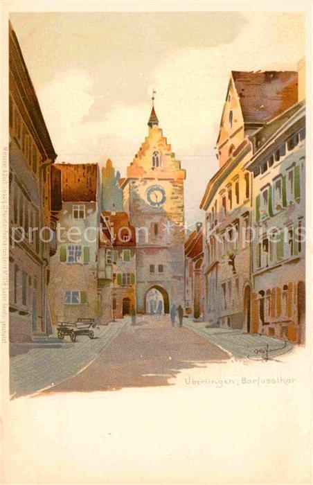 ueberlingen Bodensee Barfusstor Kuenstlerkarte