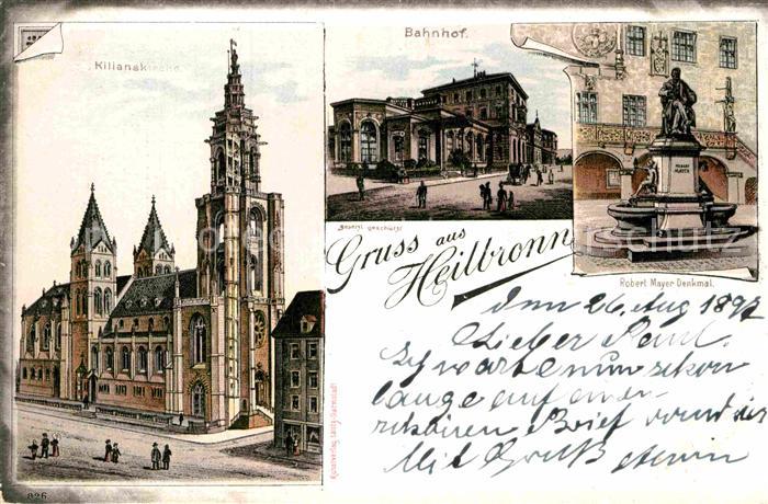 Heilbronn Neckar Bahnhof Kilianskirche Robert Mayer Denkmal