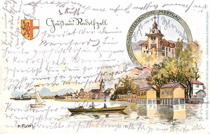 Radolfzell Bodensee Victor v. Scheffels Landsitz Mettnau Kuenstlerkarte K. Fuchs