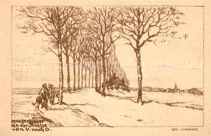 Dontrien Kriegsgräber Zeichnung Lademann