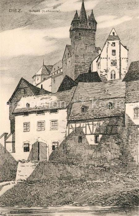 Diez Lahn Schloss Federzeichnung
