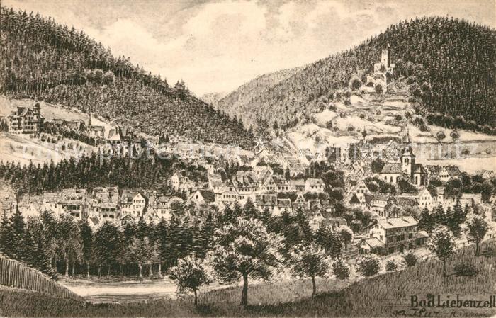Bad Liebenzell Panorama Zeichnung