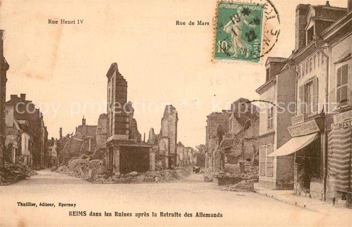 Reims Champagne Ardenne Rue de Mars Kriegszerstörungen WK I