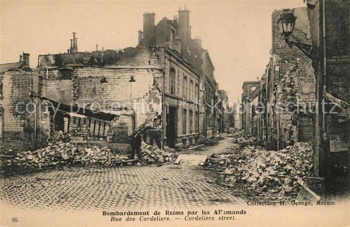 Reims Champagne Ardenne Rue de Cordeliers Kriegszerstörung