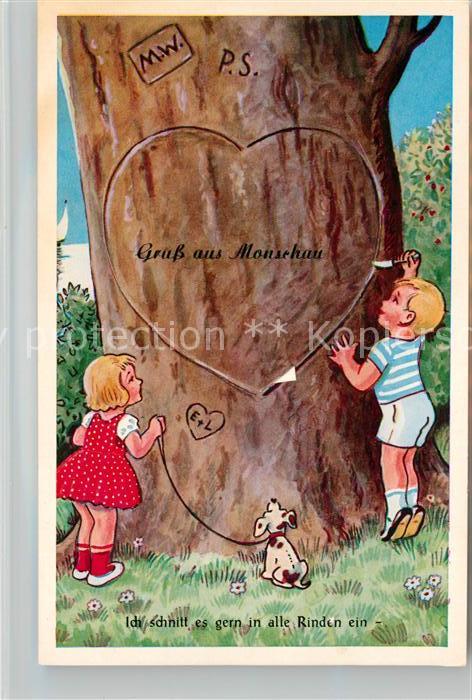 Monschau Montjoie NRW Grußkarte mit Kinderpaar Motiv
