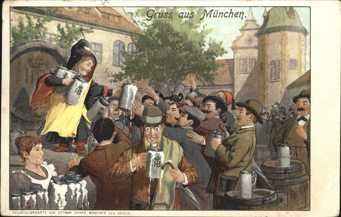 Muenchen Bayern Bier Heleocolorkarte von Ottmar Ziemer