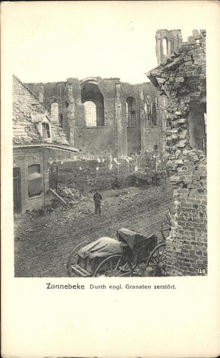 Zonnebeke West-Vlaanderen Durch englische Granaten zerstoert