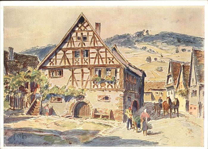 Schweigen-Rechtenbach Aquarell Karl Graf Künstlerkarte