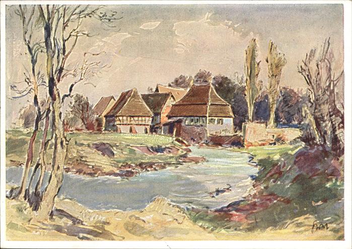 Berg Ahrweiler alte Mühle an der Lauter Künstler Karl