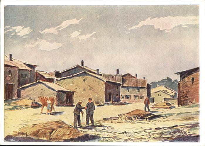 Ittersdorf Wallerfangen Aquarell Karl Graf Künstlerkarte