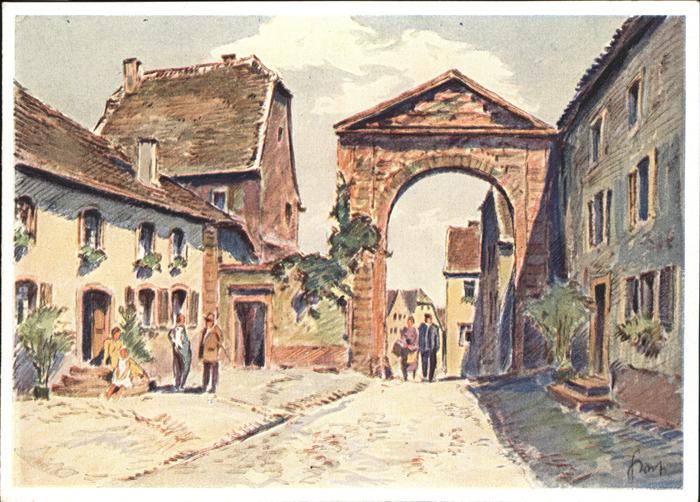 Hornbach Bergstrasse Aquarell Karl Graf Künstlerkarte