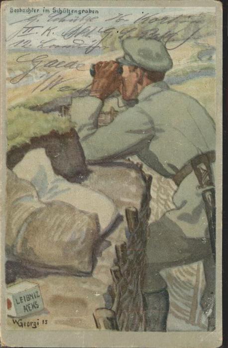 Militaria Beobachter im Schützengraben