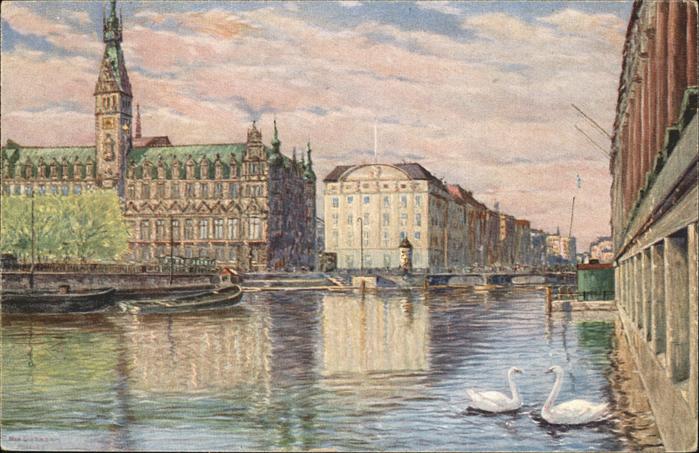 HAMBURG  CITY Rathaus Reichsbank kl. Alster Schwaene