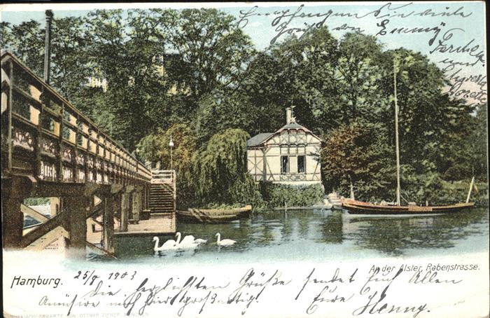 HAMBURG  CITY Alster Rabenstrasse Schwaene