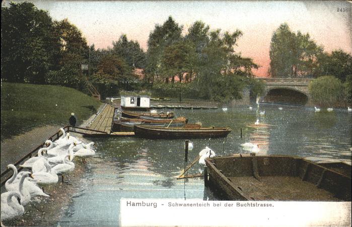 HAMBURG  CITY Schwanenteich Buchtstrasse Schwaene