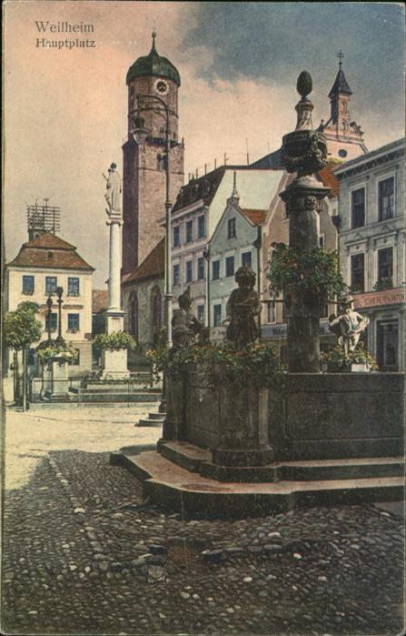 Weilheim Oberbayern Hauptplatz Brunnen