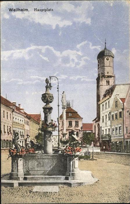 Weilheim Oberbayern Hauptplatz Brunnen